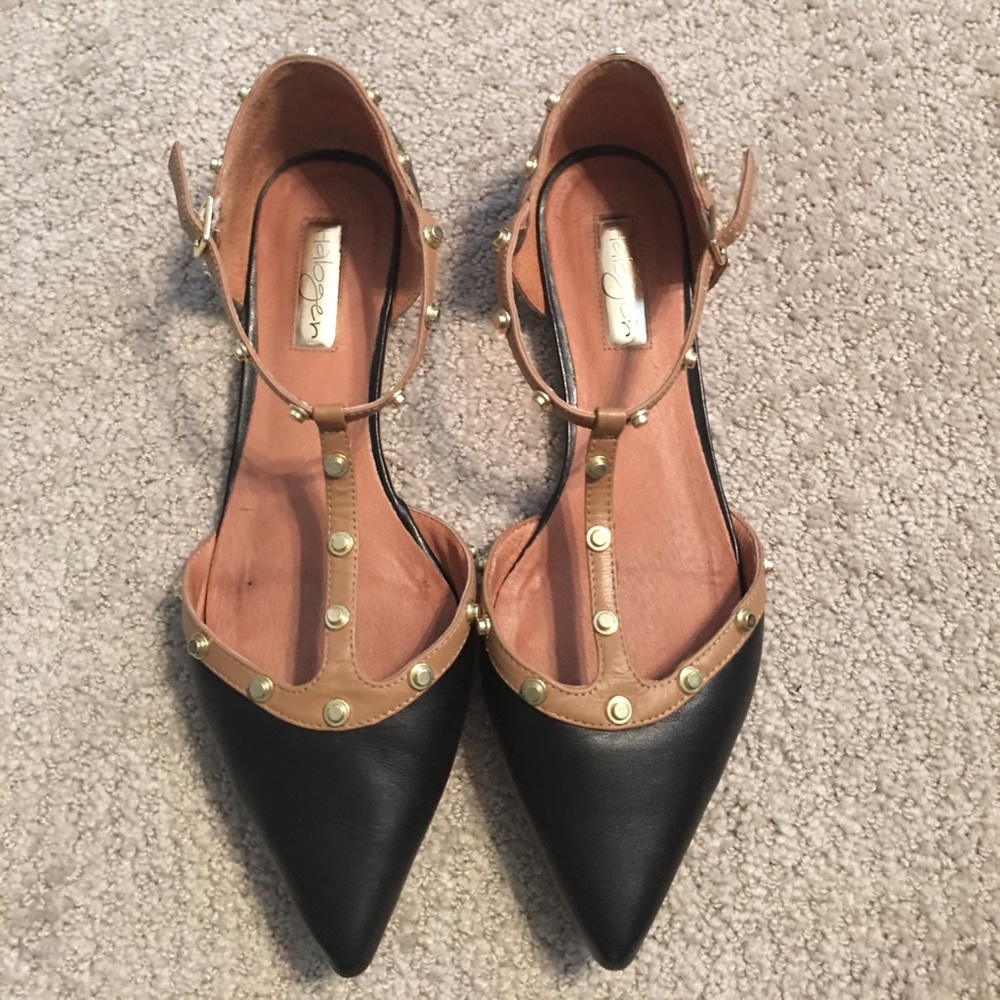 Halogen Olson studded t strap flats